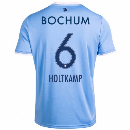 Kandiny Uomo Maglia Lars Holtkamp #6 Azzurro Cielo Kit Gara Away 2024/25 Maglietta