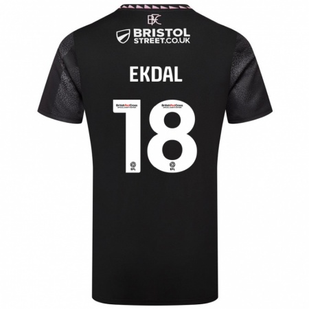 Kandiny Uomo Maglia Hjalmar Ekdal #18 Nero Kit Gara Away 2024/25 Maglietta