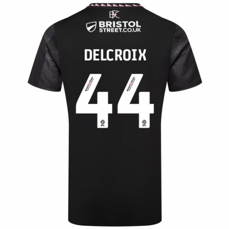 Kandiny Uomo Maglia Hannes Delcroix #44 Nero Kit Gara Away 2024/25 Maglietta