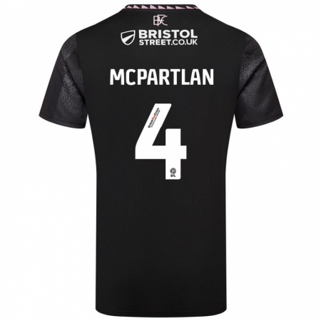 Kandiny Uomo Maglia Brenna Mcpartlan #4 Nero Kit Gara Away 2024/25 Maglietta