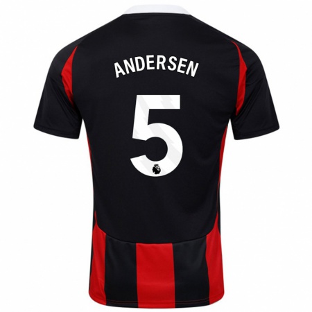 Kandiny Herren Joachim Andersen #5 Schwarz Rot Auswärtstrikot Trikot 2024/25 T-Shirt Österreich