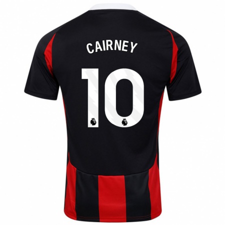 Kandiny Uomo Maglia Tom Cairney #10 Nero Rosso Kit Gara Away 2024/25 Maglietta