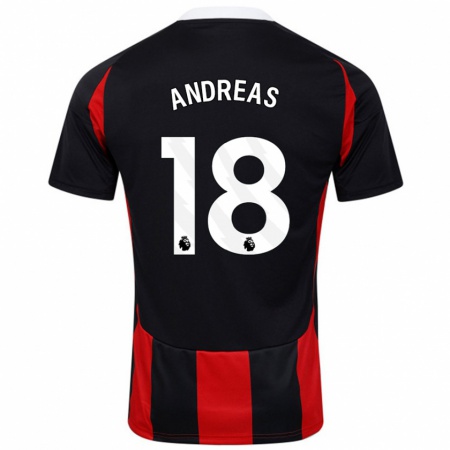 Kandiny Hombre Camiseta Andreas Pereira #18 Negro Rojo 2ª Equipación 2024/25 La Camisa