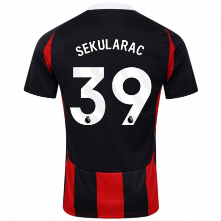 Kandiny Uomo Maglia Kristian Sekularac #39 Nero Rosso Kit Gara Away 2024/25 Maglietta