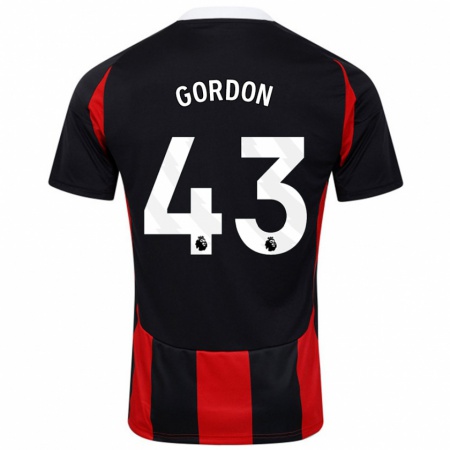 Kandiny Uomo Maglia Lemar Gordon #43 Nero Rosso Kit Gara Away 2024/25 Maglietta