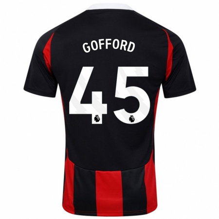 Kandiny Hombre Camiseta Oliver Gofford #45 Negro Rojo 2ª Equipación 2024/25 La Camisa