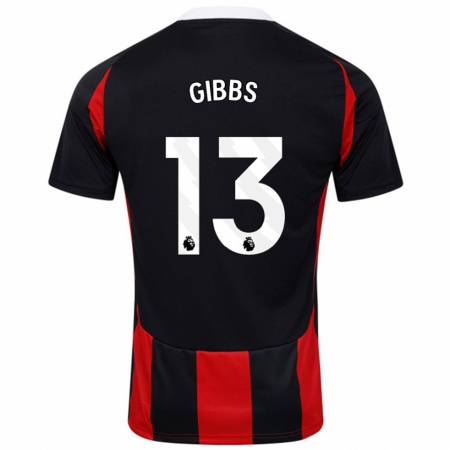 Kandiny Uomo Maglia Frankie Gibbs #13 Nero Rosso Kit Gara Away 2024/25 Maglietta