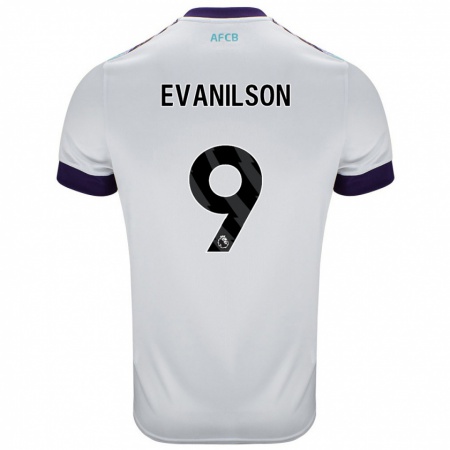 Kandiny Uomo Maglia Evanilson #9 Bianco Verde Viola Kit Gara Away 2024/25 Maglietta