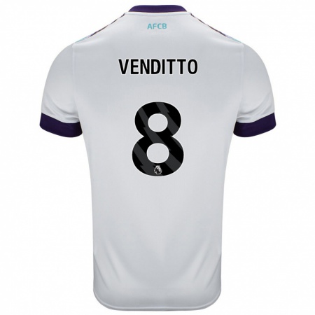 Kandiny Hombre Camiseta Olivia Venditto #8 Blanco Verde Púrpura 2ª Equipación 2024/25 La Camisa