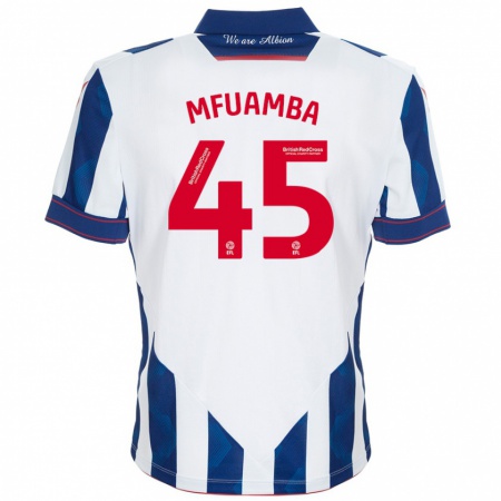 Kandiny Dames Kevin Mfuamba #45 Wit Donkerblauw Thuisshirt Thuistenue 2024/25 T-Shirt