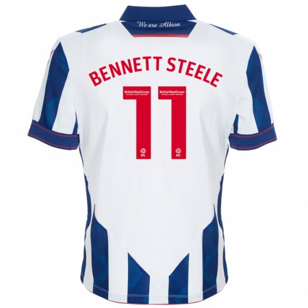 Kandiny Dames Lizzie Bennett-Steele #11 Wit Donkerblauw Thuisshirt Thuistenue 2024/25 T-Shirt