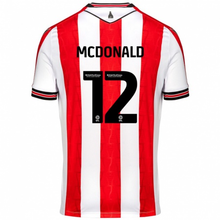 Kandiny Dames Kayleigh Mcdonald #12 Rood Wit Thuisshirt Thuistenue 2024/25 T-Shirt