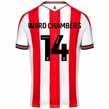 Kandiny Dames Courtnay Ward-Chambers #14 Rood Wit Thuisshirt Thuistenue 2024/25 T-Shirt