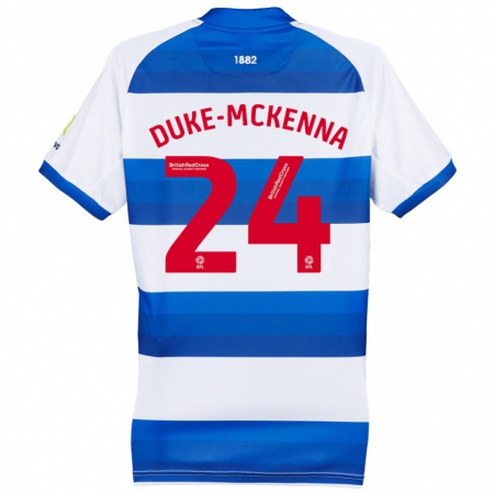 Kandiny Dames Stephen Duke-Mckenna #24 Wit Blauw Thuisshirt Thuistenue 2024/25 T-Shirt