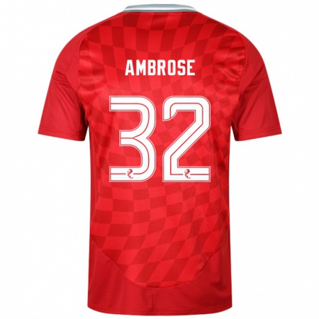 Kandiny Dames Peter Ambrose #32 Rood Thuisshirt Thuistenue 2024/25 T-Shirt