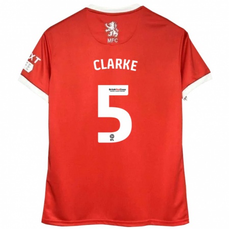 Kandiny Dames Matt Clarke #5 Rood Wit Thuisshirt Thuistenue 2024/25 T-Shirt