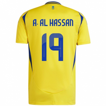 Kandiny Dames Ali Al-Hassan #19 Geel Blauw Thuisshirt Thuistenue 2024/25 T-Shirt