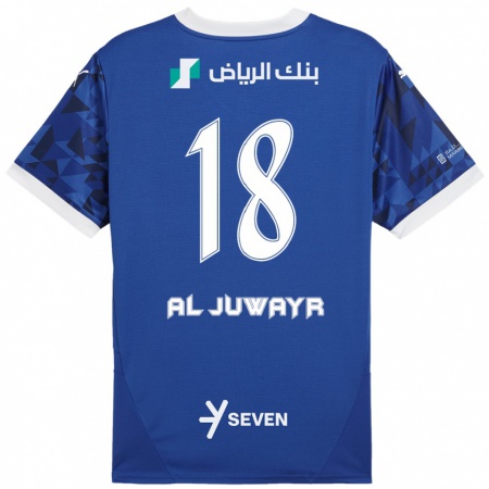 Kandiny Dames Musab Al-Juwayr #18 Donkerblauw Wit Thuisshirt Thuistenue 2024/25 T-Shirt