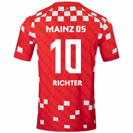 Kandiny Mujer Camiseta Marco Richter #10 Blanco Rojo 1ª Equipación 2024/25 La Camisa