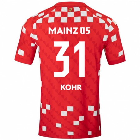 Kandiny Mujer Camiseta Dominik Kohr #31 Blanco Rojo 1ª Equipación 2024/25 La Camisa