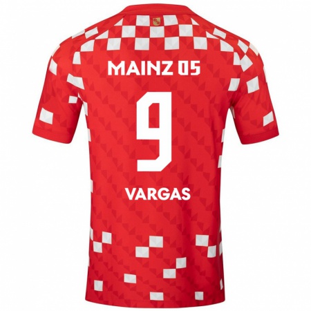 Kandiny Mujer Camiseta Nayrobi Vargas #9 Blanco Rojo 1ª Equipación 2024/25 La Camisa