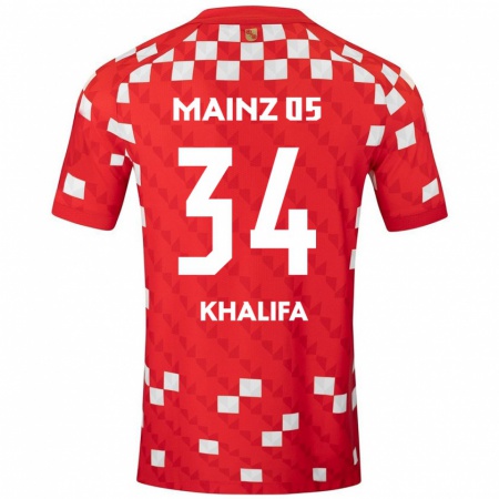 Kandiny Mujer Camiseta Sarah Khalifa #34 Blanco Rojo 1ª Equipación 2024/25 La Camisa