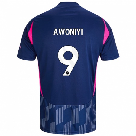 Kandiny Donna Maglia Taiwo Awoniyi #9 Blu Royal Rosa Kit Gara Away 2024/25 Maglietta