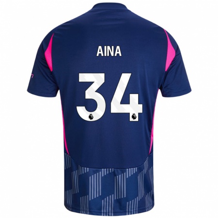 Kandiny Dames Ola Aina #34 Koningsblauw Roze Uitshirt Uittenue 2024/25 T-Shirt