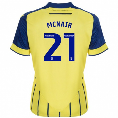 Kandiny Dames Paddy Mcnair #21 Geel Blauw Uitshirt Uittenue 2024/25 T-Shirt