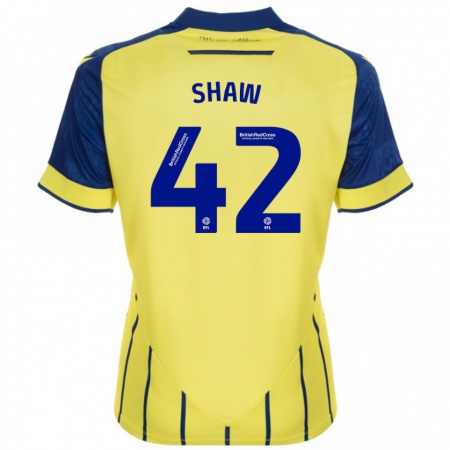 Kandiny Dames Josh Shaw #42 Geel Blauw Uitshirt Uittenue 2024/25 T-Shirt