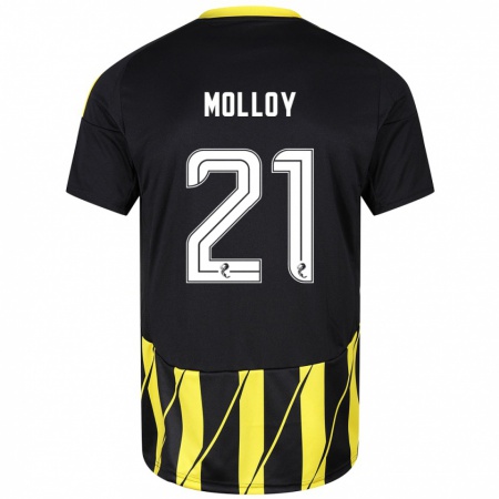 Kandiny Dames Gavin Molloy #21 Zwart Geel Uitshirt Uittenue 2024/25 T-Shirt