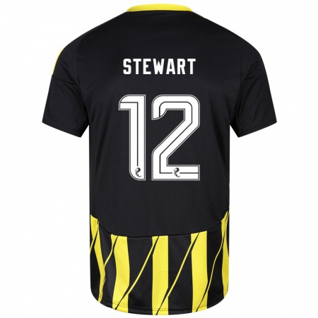 Kandiny Dames Hannah Stewart #12 Zwart Geel Uitshirt Uittenue 2024/25 T-Shirt