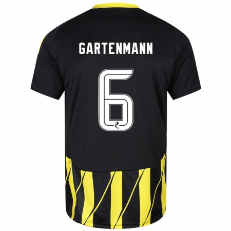 Kandiny Dames Stefan Gartenmann #6 Zwart Geel Uitshirt Uittenue 2024/25 T-Shirt