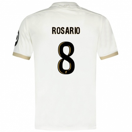 Kandiny Mujer Camiseta Pablo Rosario #8 Blanco Dorado 2ª Equipación 2024/25 La Camisa