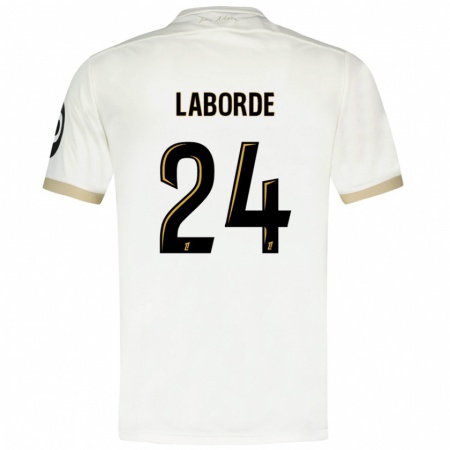 Kandiny Mujer Camiseta Gaëtan Laborde #24 Blanco Dorado 2ª Equipación 2024/25 La Camisa