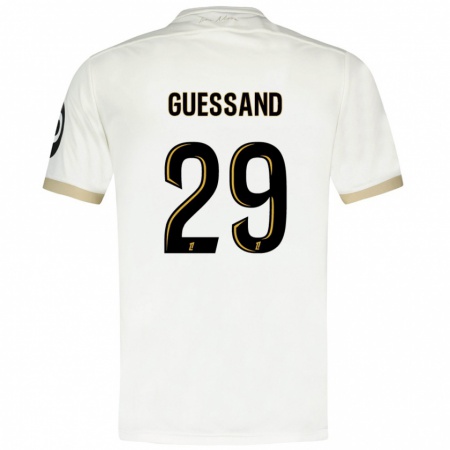 Kandiny Mujer Camiseta Evann Guessand #29 Blanco Dorado 2ª Equipación 2024/25 La Camisa