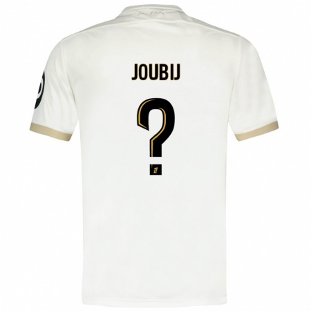 Kandiny Mujer Camiseta Neil Joubij #0 Blanco Dorado 2ª Equipación 2024/25 La Camisa