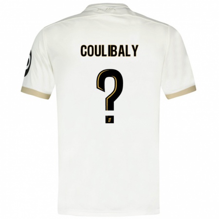 Kandiny Mujer Camiseta Djibril Coulibaly #0 Blanco Dorado 2ª Equipación 2024/25 La Camisa