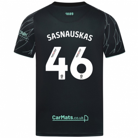 Kandiny Dames Dovydas Sasnauskas #46 Zwart Groen Uitshirt Uittenue 2024/25 T-Shirt