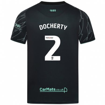 Kandiny Donna Maglia Charley Docherty #2 Nero Verde Kit Gara Away 2024/25 Maglietta