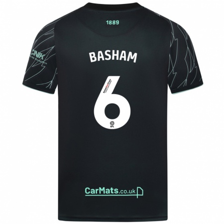 Kandiny Donna Maglia Chris Basham #6 Nero Verde Kit Gara Away 2024/25 Maglietta