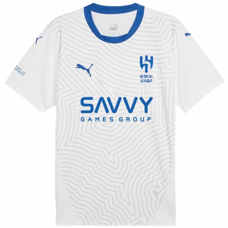 Kandiny Dames Musab Al-Juwayr #18 Wit Blauw Uitshirt Uittenue 2024/25 T-Shirt