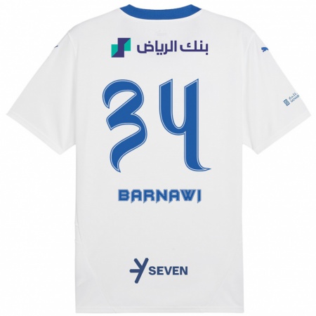 Kandiny Dames Saleh Barnawi #34 Wit Blauw Uitshirt Uittenue 2024/25 T-Shirt