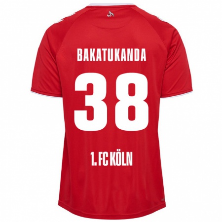 Kandiny Dames Elias Bakatukanda #38 Rood Wit Uitshirt Uittenue 2024/25 T-Shirt België