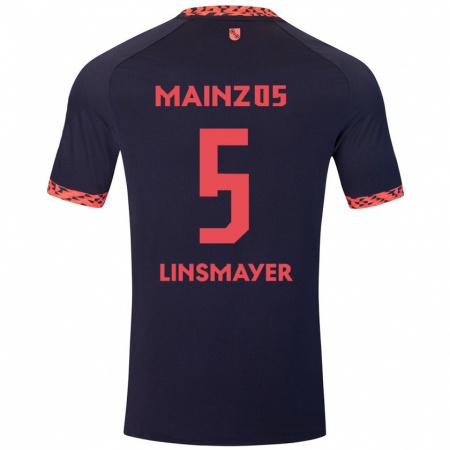 Kandiny Donna Maglia Denis Linsmayer #5 Blu Corallo Rosso Kit Gara Away 2024/25 Maglietta