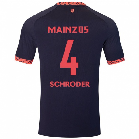 KandinyレディースLara Schröder#4ブルーコーラルレッドアウェイシャツ2024/25ジャージーユニフォーム