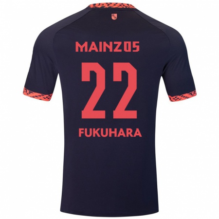 Kandiny Donna Maglia Yuuka Fukuhara #22 Blu Corallo Rosso Kit Gara Away 2024/25 Maglietta