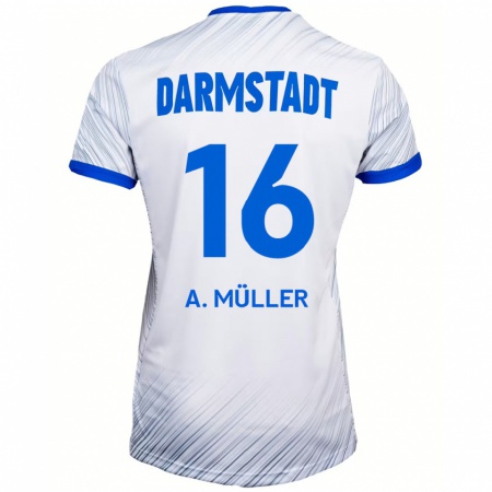 Kandiny Damen Andreas Müller #16 Weiß Blau Auswärtstrikot Trikot 2024/25 T-Shirt Österreich