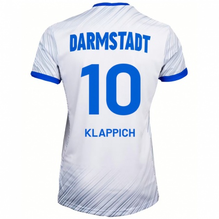 Kandiny Donna Maglia Luis Klappich #10 Bianco Blu Kit Gara Away 2024/25 Maglietta