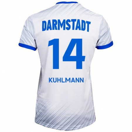 Kandiny Donna Maglia Marcel Kuhlmann #14 Bianco Blu Kit Gara Away 2024/25 Maglietta